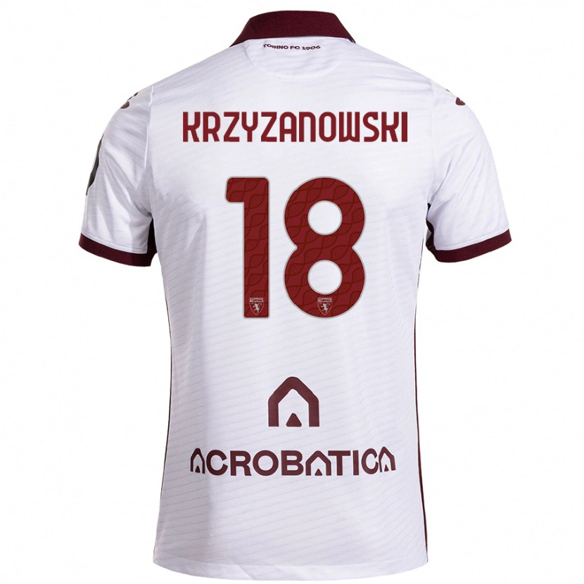 Danxen Kobiety Jakub Krzyzanowski #18 Biały Kasztanowy Wyjazdowa Koszulka 2024/25 Koszulki Klubowe