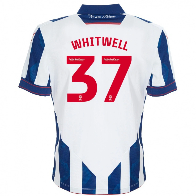 Danxen Dzieci Harry Whitwell #37 Biały Ciemnoniebieski Domowa Koszulka 2024/25 Koszulki Klubowe