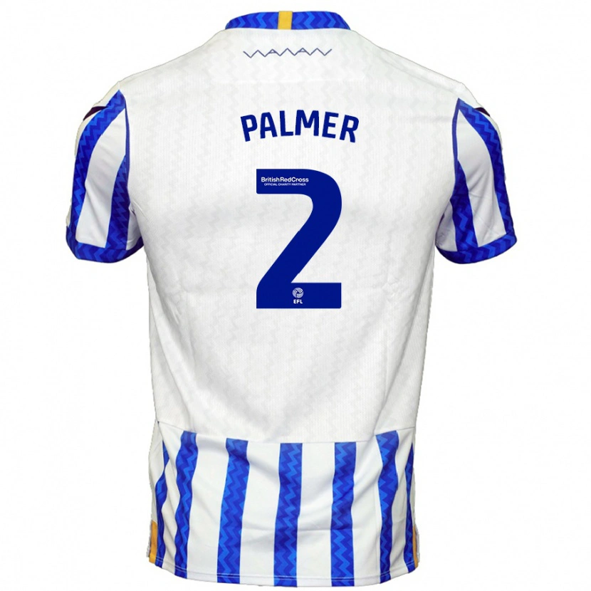 Danxen Dzieci Liam Palmer #2 Niebieski Biały Domowa Koszulka 2024/25 Koszulki Klubowe