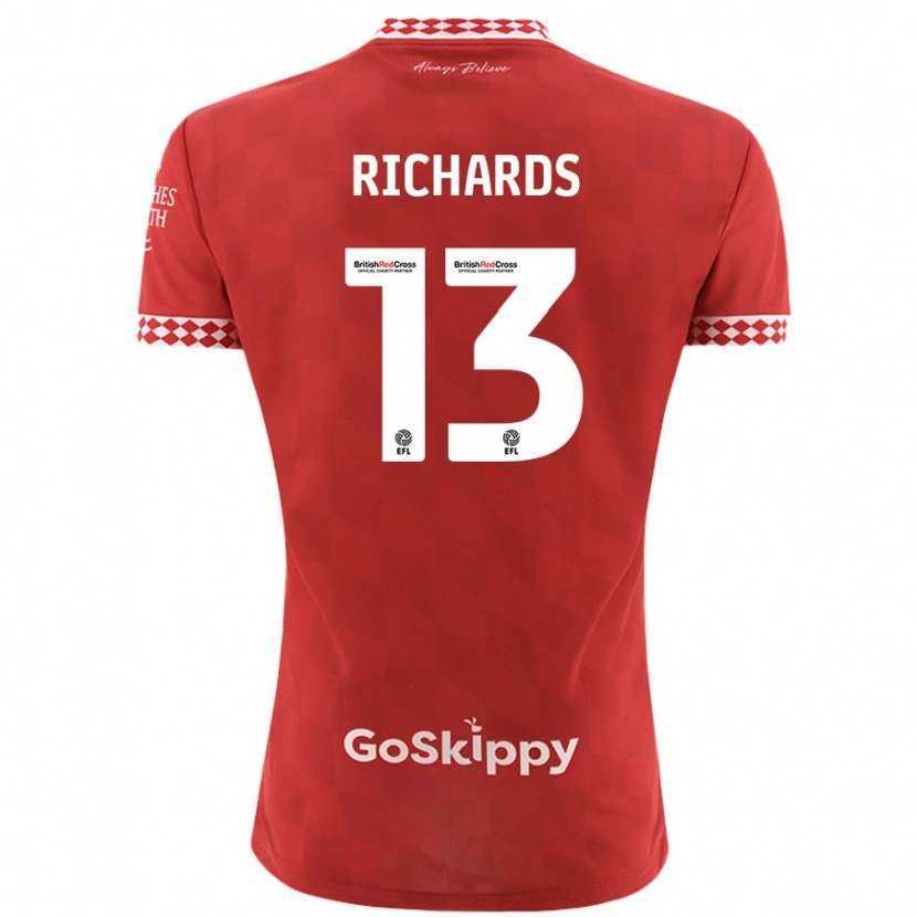 Danxen Dzieci Harvey Wiles-Richards #13 Czerwony Domowa Koszulka 2024/25 Koszulki Klubowe
