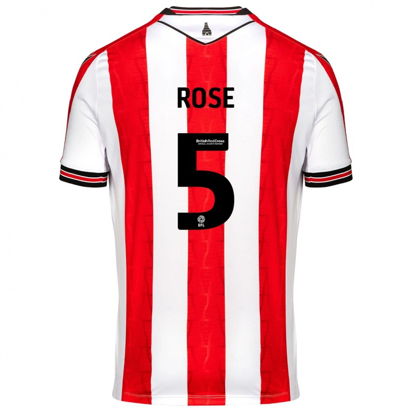 Danxen Dzieci Michael Rose #5 Czerwony Biały Domowa Koszulka 2024/25 Koszulki Klubowe