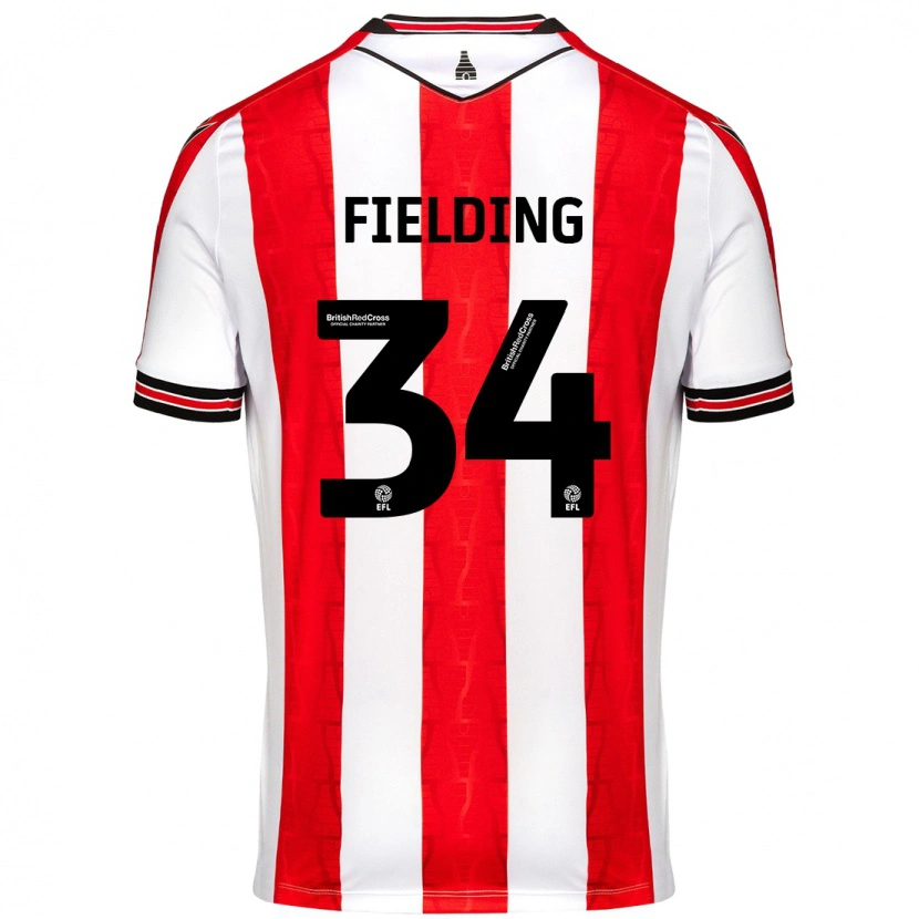 Danxen Dzieci Frank Fielding #34 Czerwony Biały Domowa Koszulka 2024/25 Koszulki Klubowe