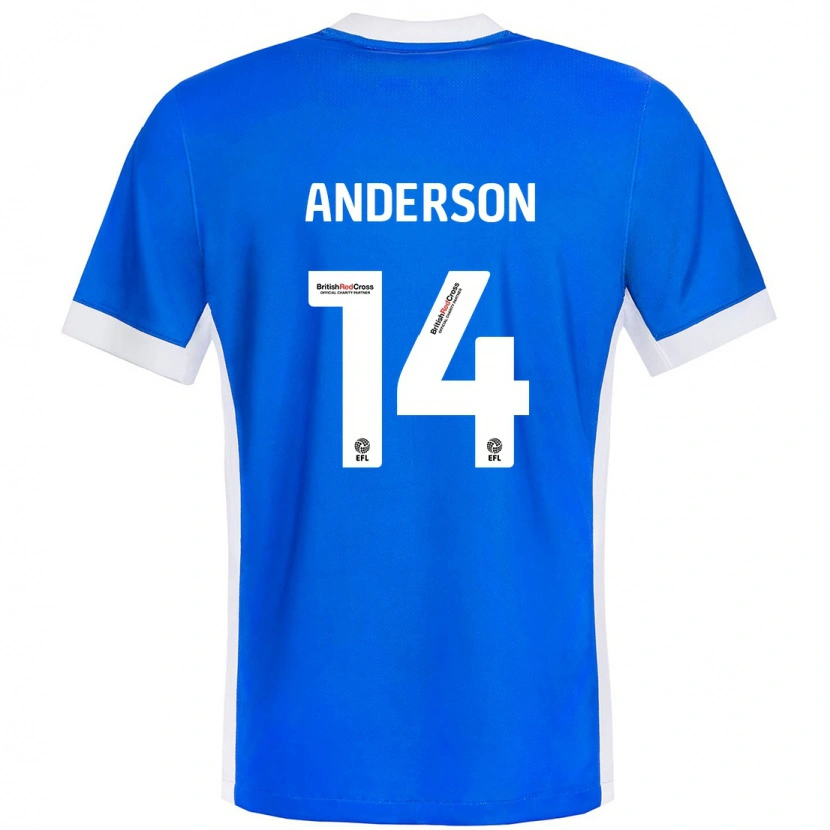 Danxen Dzieci Keshi Anderson #14 Niebieski Biały Domowa Koszulka 2024/25 Koszulki Klubowe