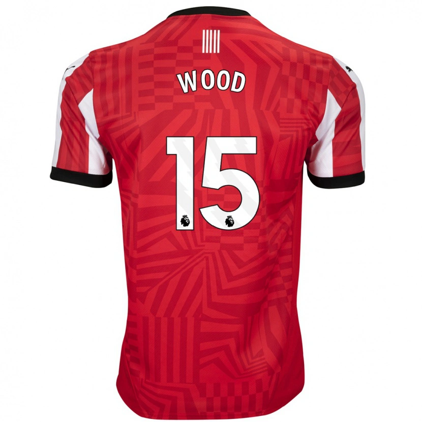 Danxen Dzieci Nathan Wood #15 Czerwony Biały Domowa Koszulka 2024/25 Koszulki Klubowe