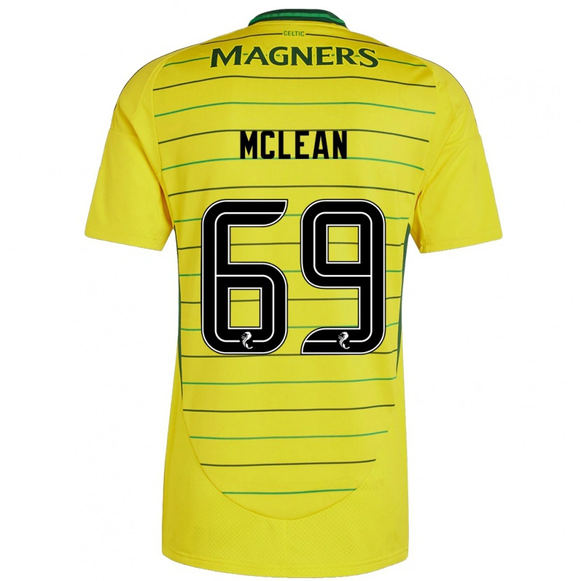Danxen Dzieci Kai Mclean #69 Żółty Wyjazdowa Koszulka 2024/25 Koszulki Klubowe