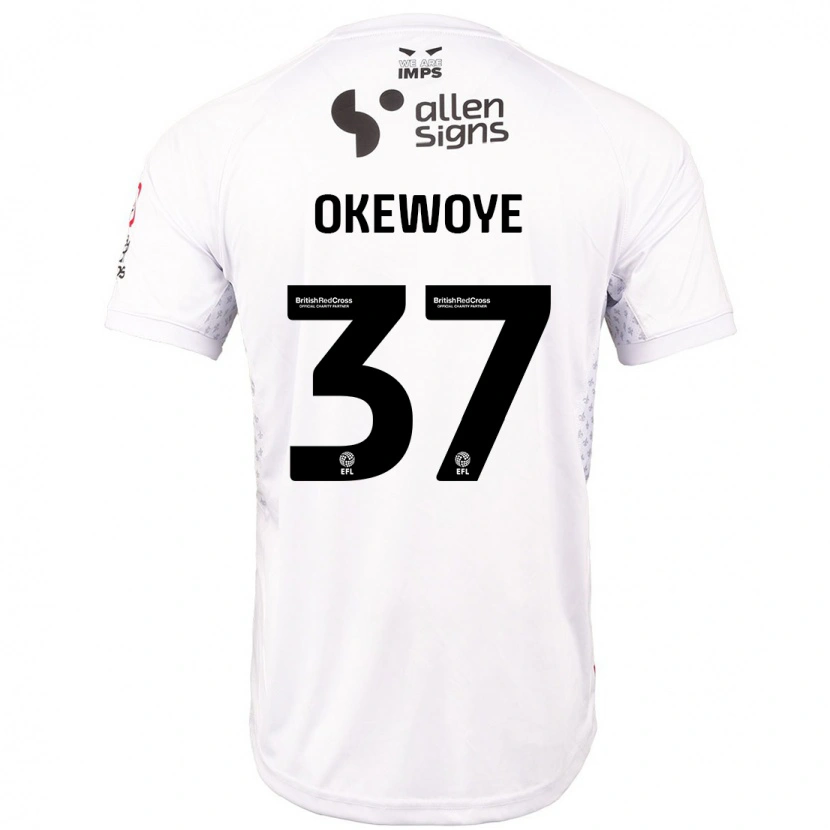 Danxen Dzieci Gbolahan Okewoye #37 Czerwony Biały Wyjazdowa Koszulka 2024/25 Koszulki Klubowe