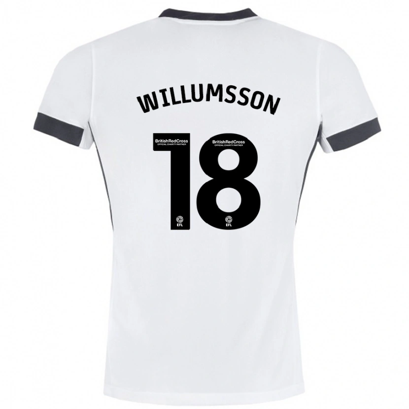 Danxen Dzieci Willum Thór Willumsson #18 Biały Czarny Wyjazdowa Koszulka 2024/25 Koszulki Klubowe