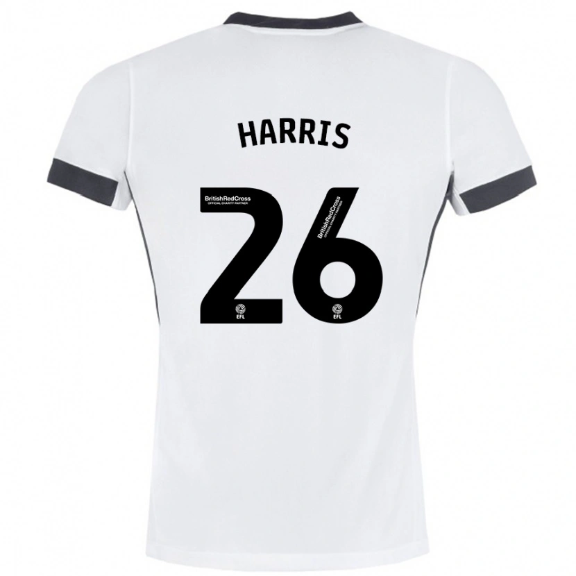Danxen Dzieci Luke Harris #26 Biały Czarny Wyjazdowa Koszulka 2024/25 Koszulki Klubowe