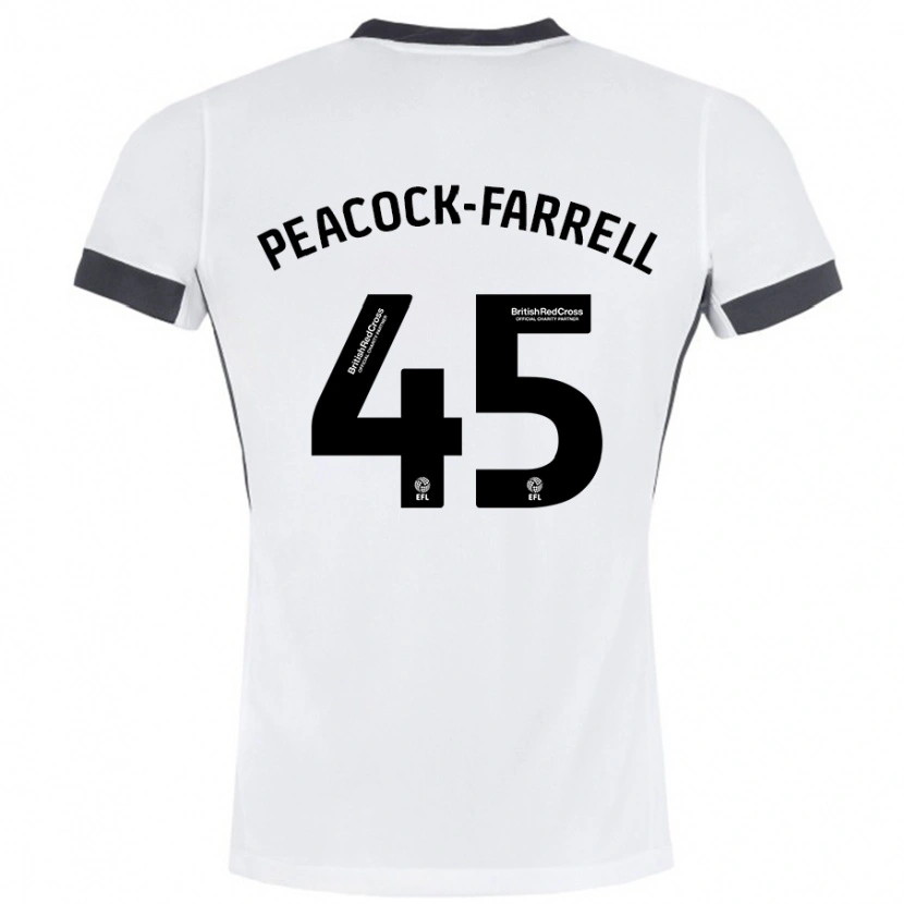 Danxen Dzieci Bailey Peacock-Farrell #45 Biały Czarny Wyjazdowa Koszulka 2024/25 Koszulki Klubowe