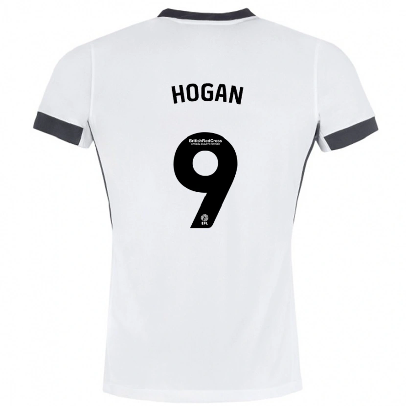 Danxen Dzieci Scott Hogan #9 Biały Czarny Wyjazdowa Koszulka 2024/25 Koszulki Klubowe