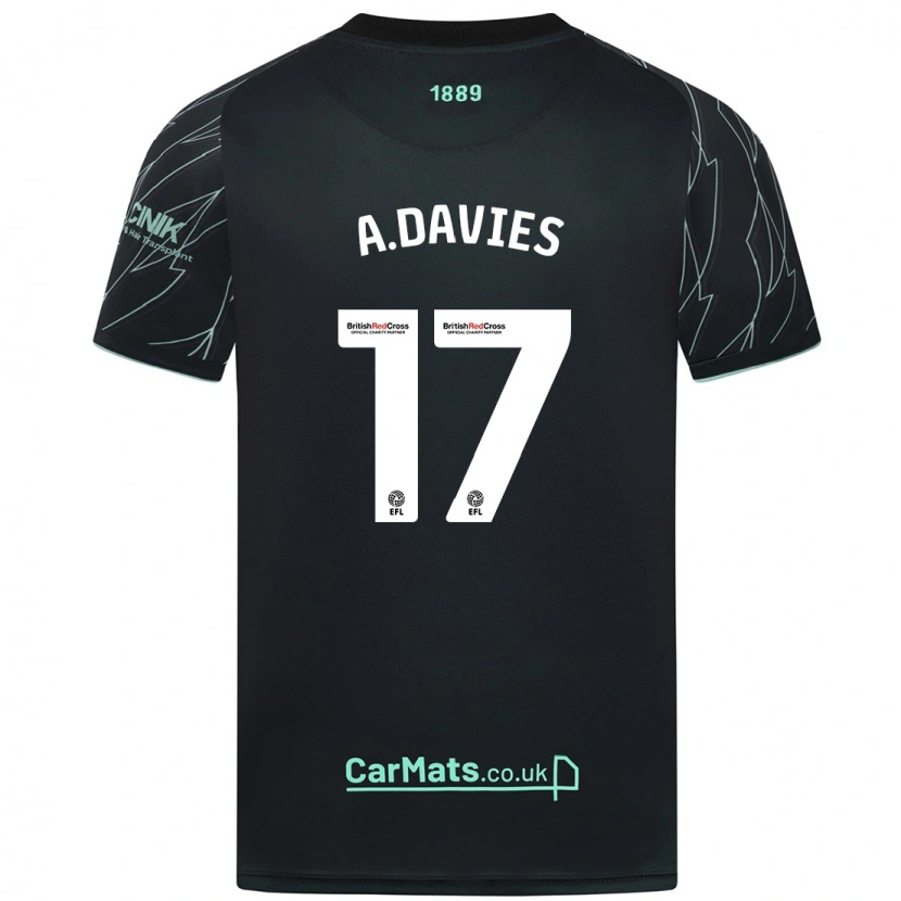 Danxen Dzieci Adam Davies #17 Czarno-Zielony Wyjazdowa Koszulka 2024/25 Koszulki Klubowe