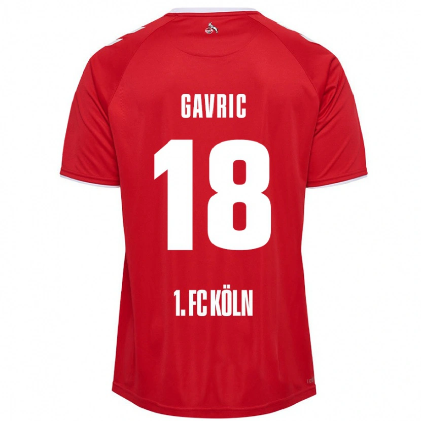 Danxen Dzieci Andrea Gavrić #18 Czerwony Biały Wyjazdowa Koszulka 2024/25 Koszulki Klubowe