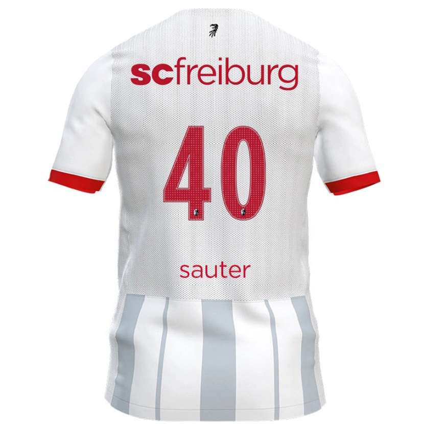 Danxen Dzieci Niklas Sauter #40 Biały Szary Wyjazdowa Koszulka 2024/25 Koszulki Klubowe