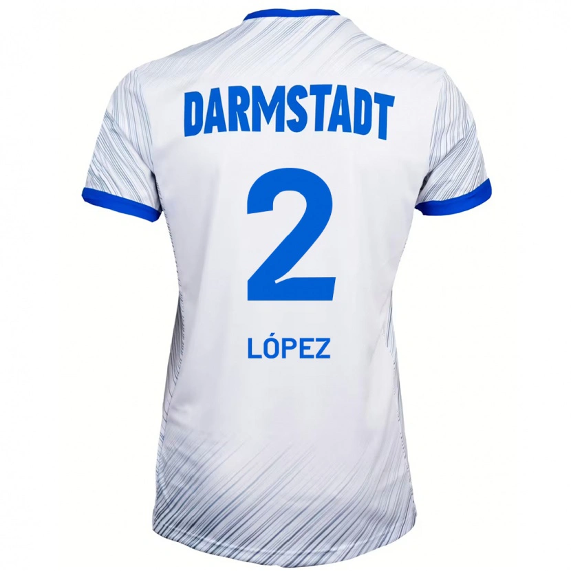 Danxen Dzieci Sergio López #2 Biały Niebieski Wyjazdowa Koszulka 2024/25 Koszulki Klubowe