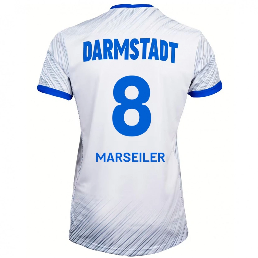 Danxen Dzieci Luca Marseiler #8 Biały Niebieski Wyjazdowa Koszulka 2024/25 Koszulki Klubowe