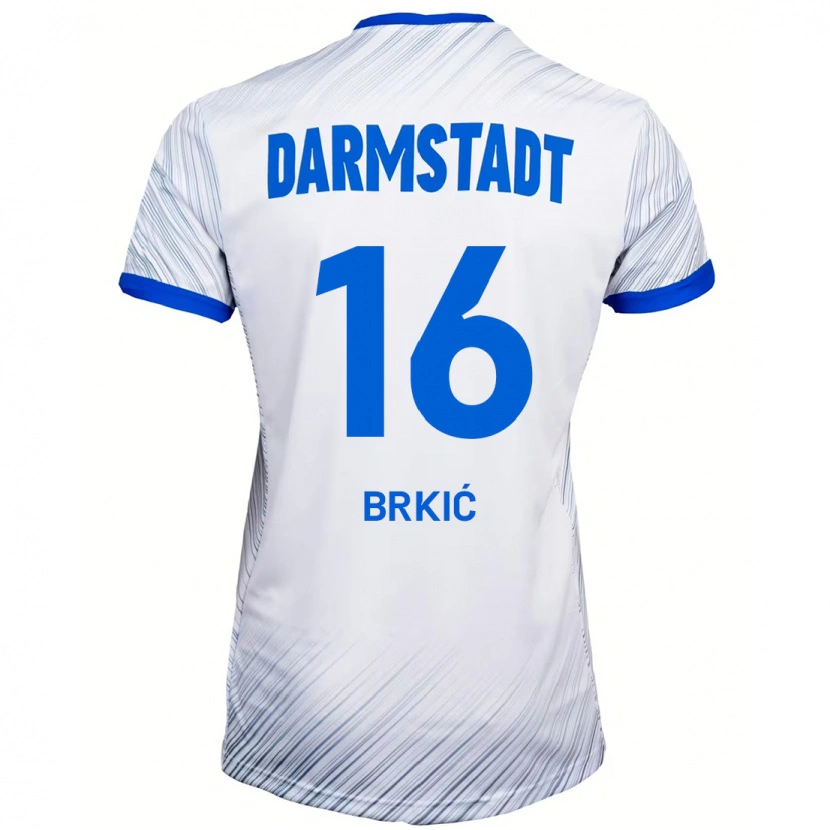 Danxen Dzieci Amar Brkić #16 Biały Niebieski Wyjazdowa Koszulka 2024/25 Koszulki Klubowe