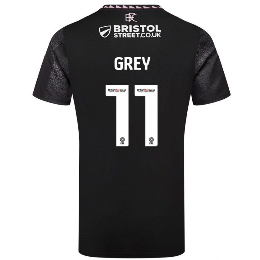 Danxen Dzieci Anna Grey #11 Czarny Wyjazdowa Koszulka 2024/25 Koszulki Klubowe