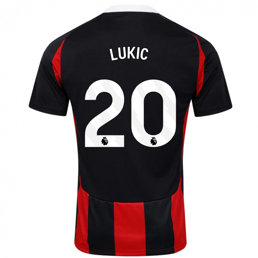 Danxen Dzieci Saša Lukić #20 Czarny Czerwony Wyjazdowa Koszulka 2024/25 Koszulki Klubowe