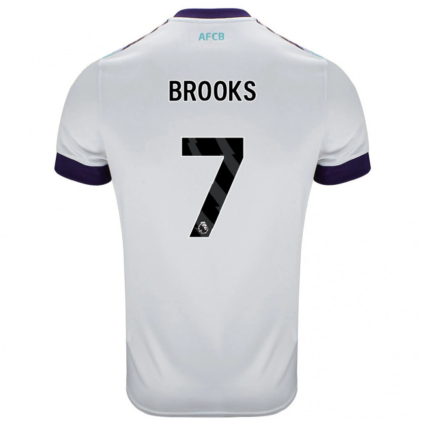 Danxen Dzieci David Brooks #7 Biały Zielony Fioletowy Wyjazdowa Koszulka 2024/25 Koszulki Klubowe