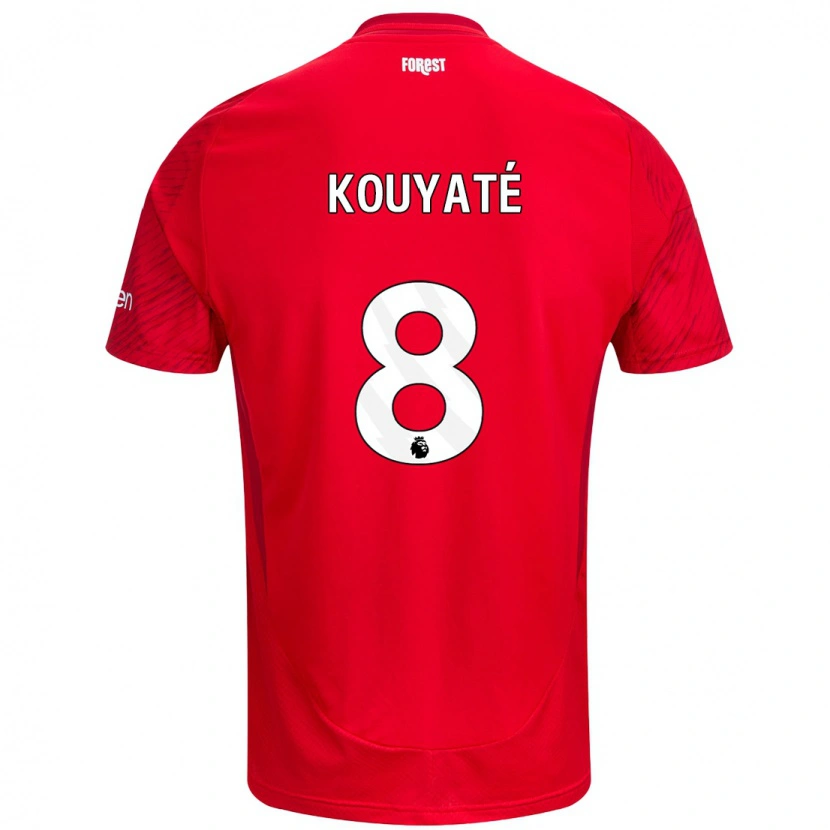 Danxen Męski Cheikhou Kouyaté #8 Czerwony Biały Domowa Koszulka 2024/25 Koszulki Klubowe