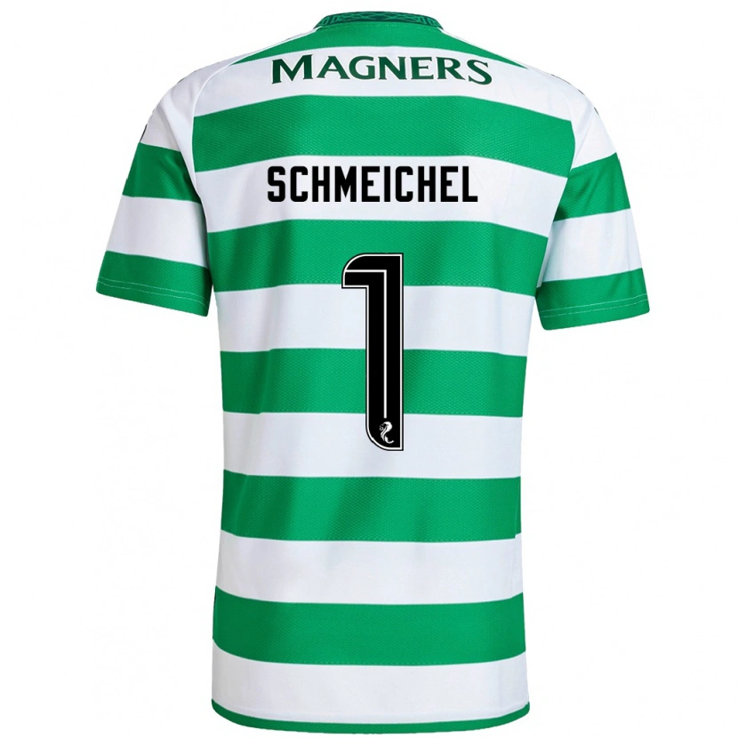 Danxen Męski Kasper Schmeichel #1 Zielony Biały Domowa Koszulka 2024/25 Koszulki Klubowe