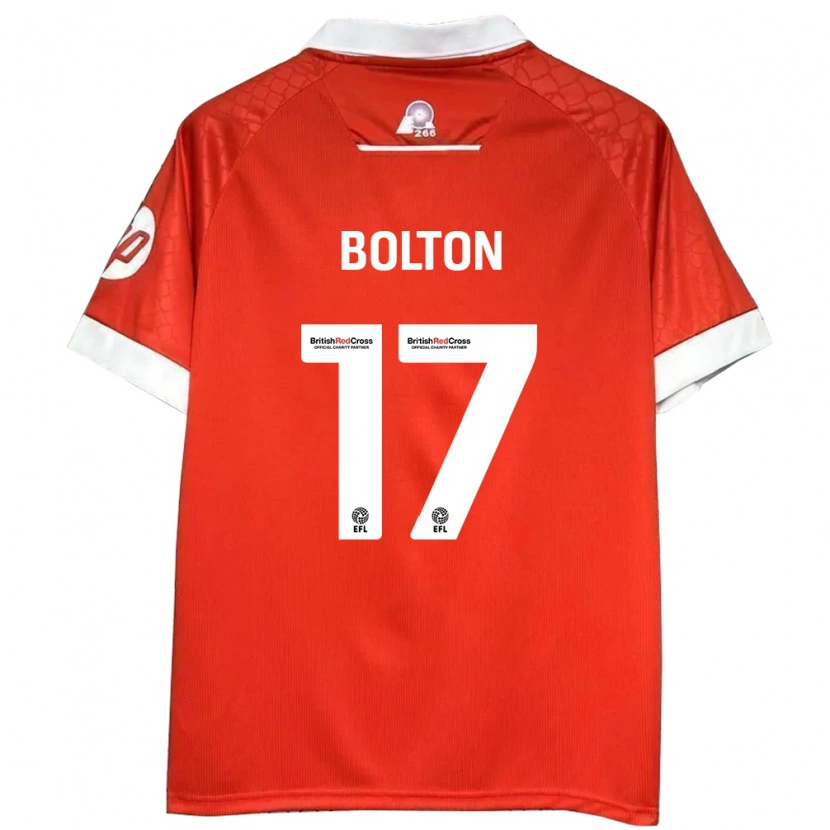 Danxen Męski Luke Bolton #17 Czerwony Biały Domowa Koszulka 2024/25 Koszulki Klubowe