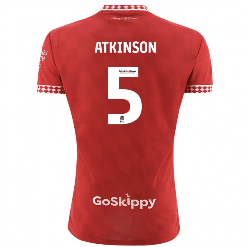 Danxen Męski Rob Atkinson #5 Czerwony Domowa Koszulka 2024/25 Koszulki Klubowe