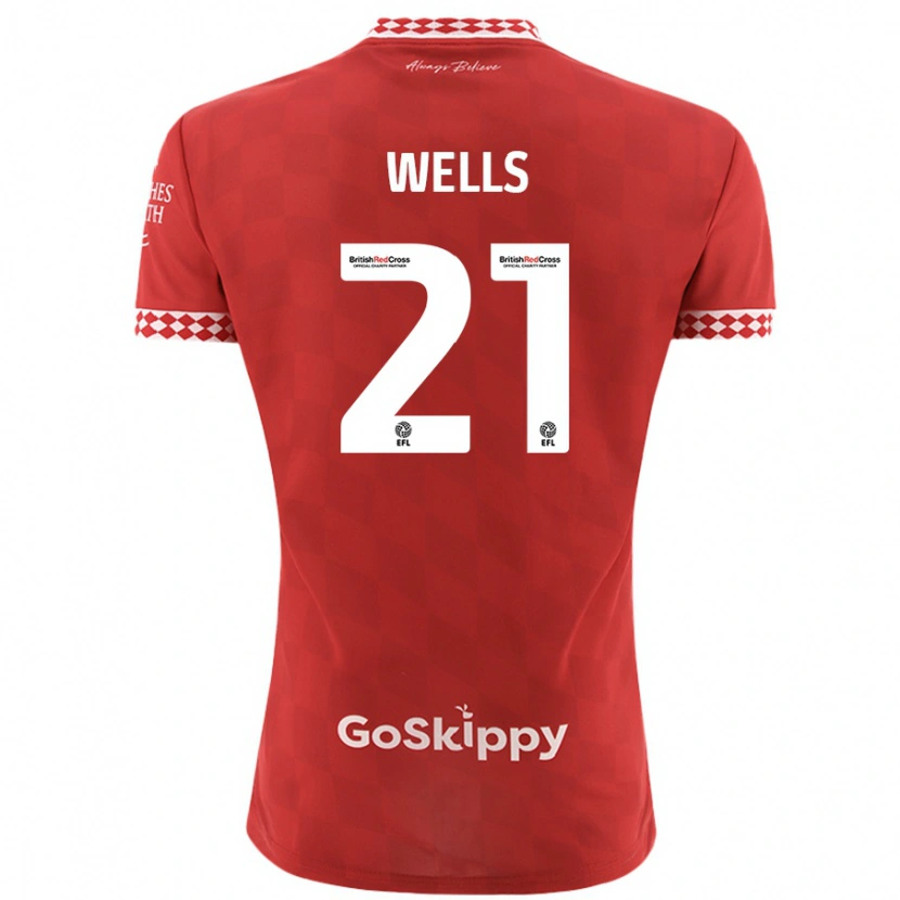 Danxen Męski Nahki Wells #21 Czerwony Domowa Koszulka 2024/25 Koszulki Klubowe