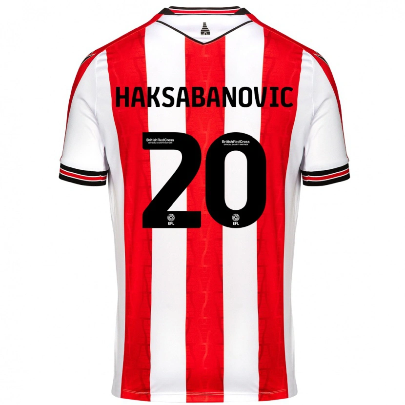 Danxen Męski Sead Hakšabanović #20 Czerwony Biały Domowa Koszulka 2024/25 Koszulki Klubowe