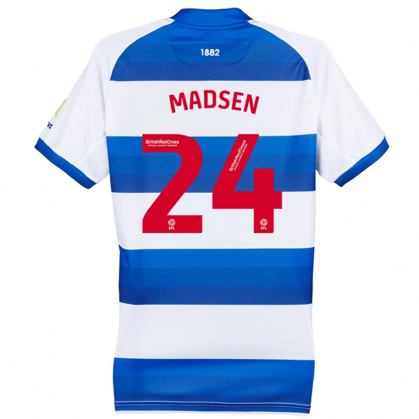 Danxen Męski Nicolas Madsen #24 Biały Niebieski Domowa Koszulka 2024/25 Koszulki Klubowe