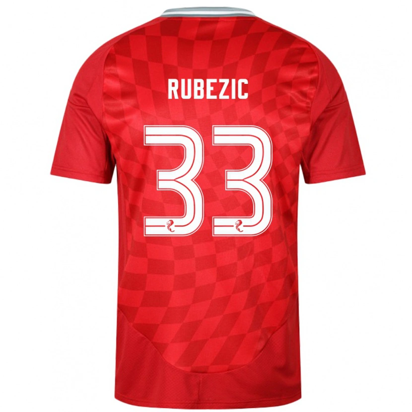Danxen Męski Slobodan Rubezic #33 Czerwony Domowa Koszulka 2024/25 Koszulki Klubowe