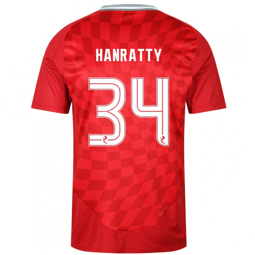 Danxen Męski Kevin Hanratty #34 Czerwony Domowa Koszulka 2024/25 Koszulki Klubowe