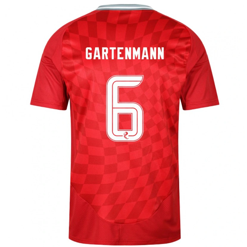 Danxen Męski Stefan Gartenmann #6 Czerwony Domowa Koszulka 2024/25 Koszulki Klubowe