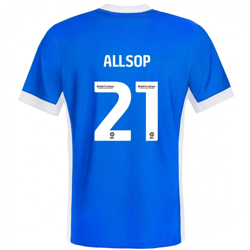 Danxen Męski Ryan Allsop #21 Niebieski Biały Domowa Koszulka 2024/25 Koszulki Klubowe