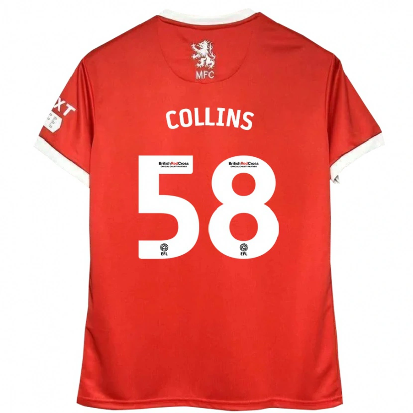 Danxen Męski Sam Collins #58 Czerwony Biały Domowa Koszulka 2024/25 Koszulki Klubowe