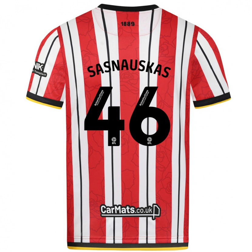 Danxen Męski Dovydas Sasnauskas #46 Czerwono-Białe Paski Domowa Koszulka 2024/25 Koszulki Klubowe