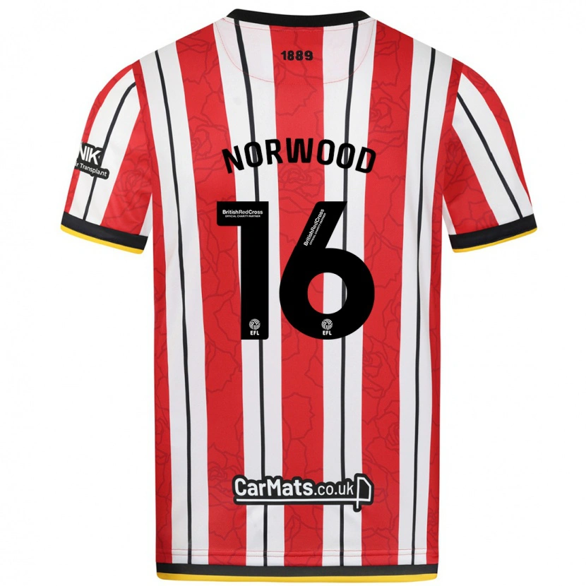 Danxen Męski Oliver Norwood #16 Czerwono-Białe Paski Domowa Koszulka 2024/25 Koszulki Klubowe