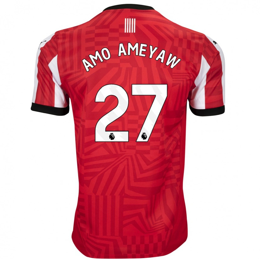 Danxen Męski Samuel Amo-Ameyaw #27 Czerwony Biały Domowa Koszulka 2024/25 Koszulki Klubowe