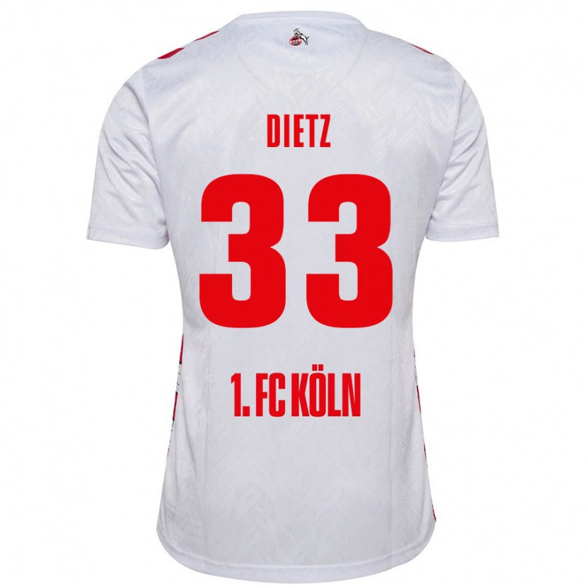 Danxen Męski Florian Dietz #33 Biały Czerwony Domowa Koszulka 2024/25 Koszulki Klubowe