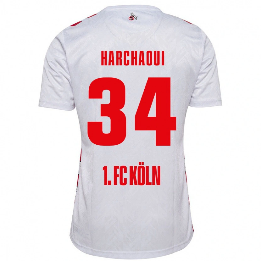 Danxen Męski Fayssal Harchaoui #34 Biały Czerwony Domowa Koszulka 2024/25 Koszulki Klubowe