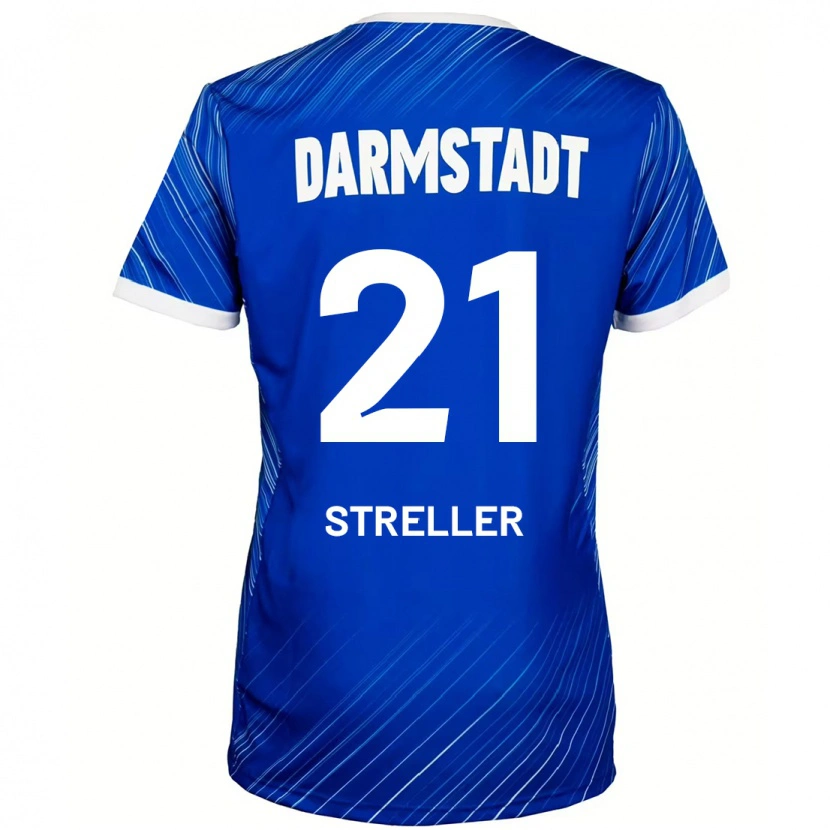 Danxen Męski Till Streller #21 Niebieski Biały Domowa Koszulka 2024/25 Koszulki Klubowe
