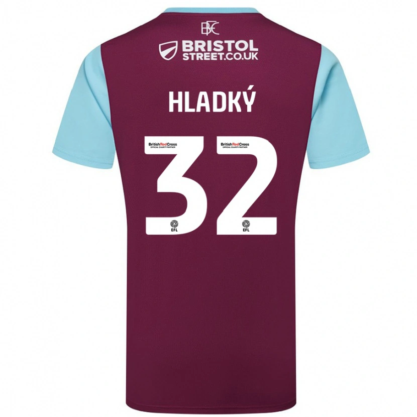 Danxen Męski Vaclav Hladky #32 Burgundowy Błękitny Niebo Domowa Koszulka 2024/25 Koszulki Klubowe
