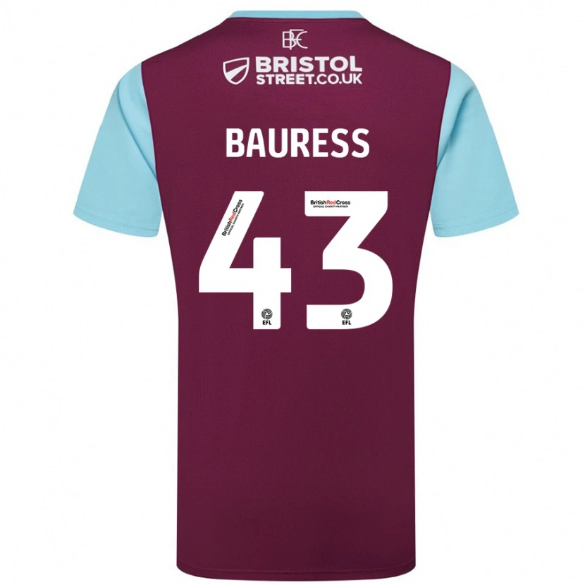 Danxen Męski Joe Bauress #43 Burgundowy Błękitny Niebo Domowa Koszulka 2024/25 Koszulki Klubowe
