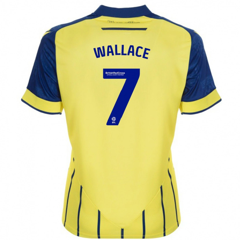 Danxen Męski Jed Wallace #7 Żółto-Niebieski Wyjazdowa Koszulka 2024/25 Koszulki Klubowe