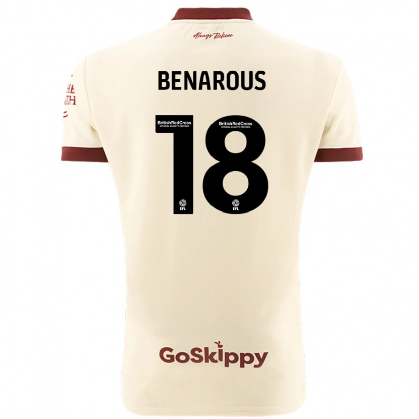 Danxen Męski Ayman Benarous #18 Kremowy Biały Wyjazdowa Koszulka 2024/25 Koszulki Klubowe