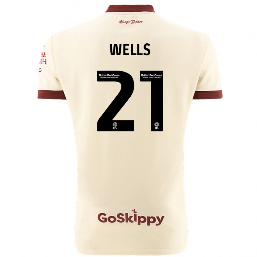 Danxen Męski Nahki Wells #21 Kremowy Biały Wyjazdowa Koszulka 2024/25 Koszulki Klubowe