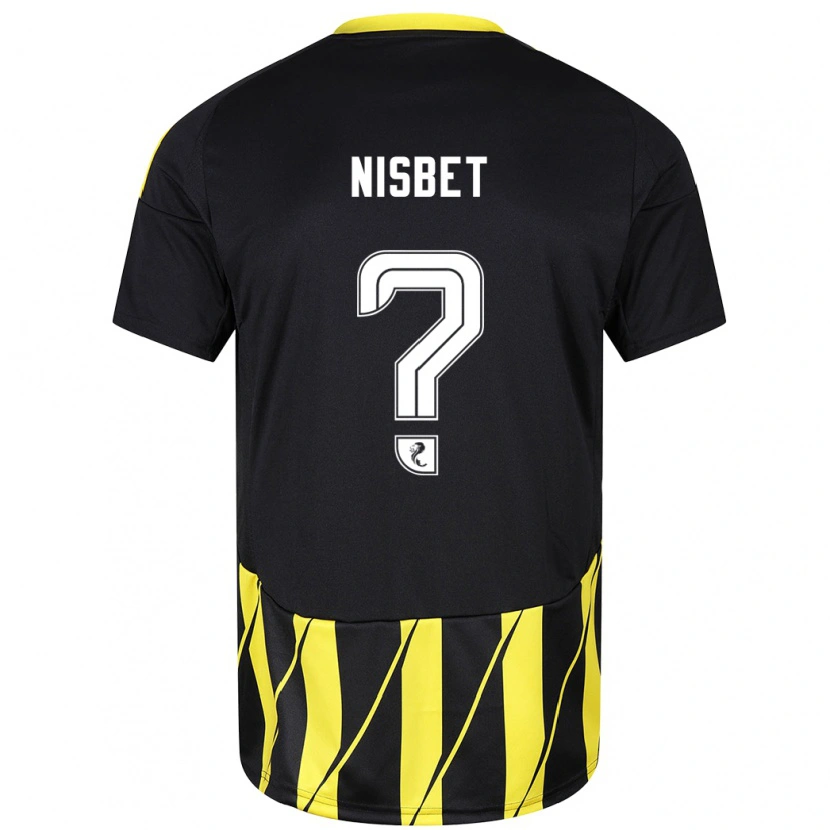 Danxen Męski Kevin Nisbet #0 Czarny Żółty Wyjazdowa Koszulka 2024/25 Koszulki Klubowe