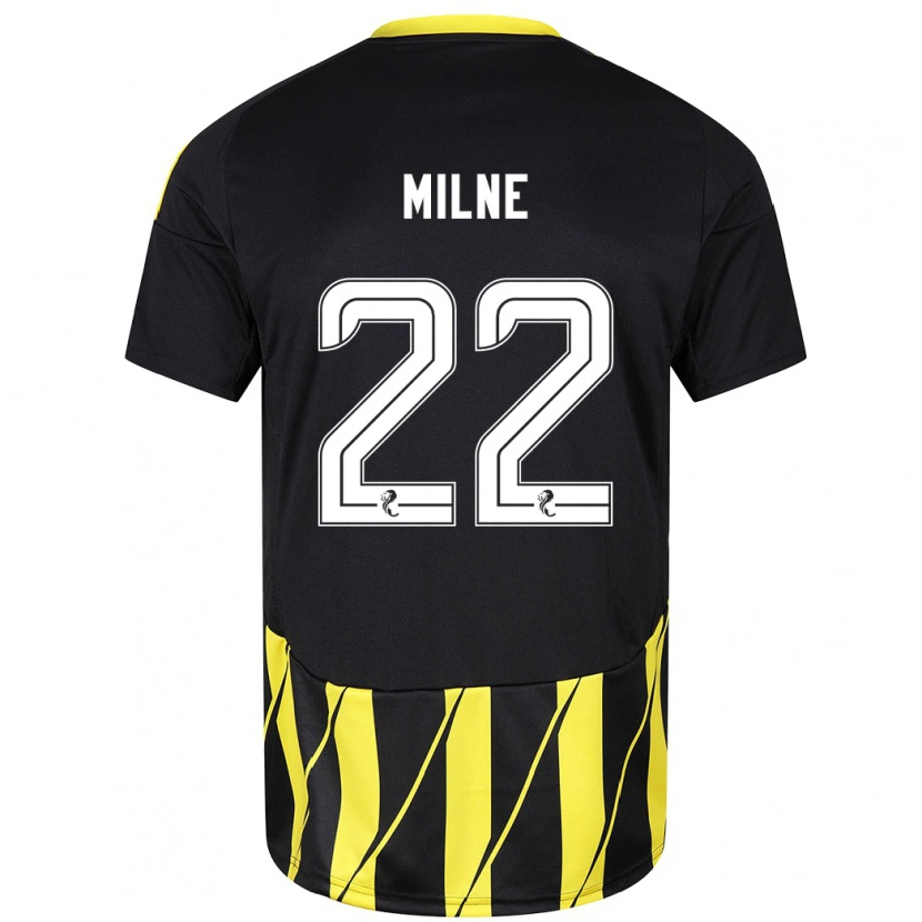 Danxen Męski Jack Milne #22 Czarny Żółty Wyjazdowa Koszulka 2024/25 Koszulki Klubowe
