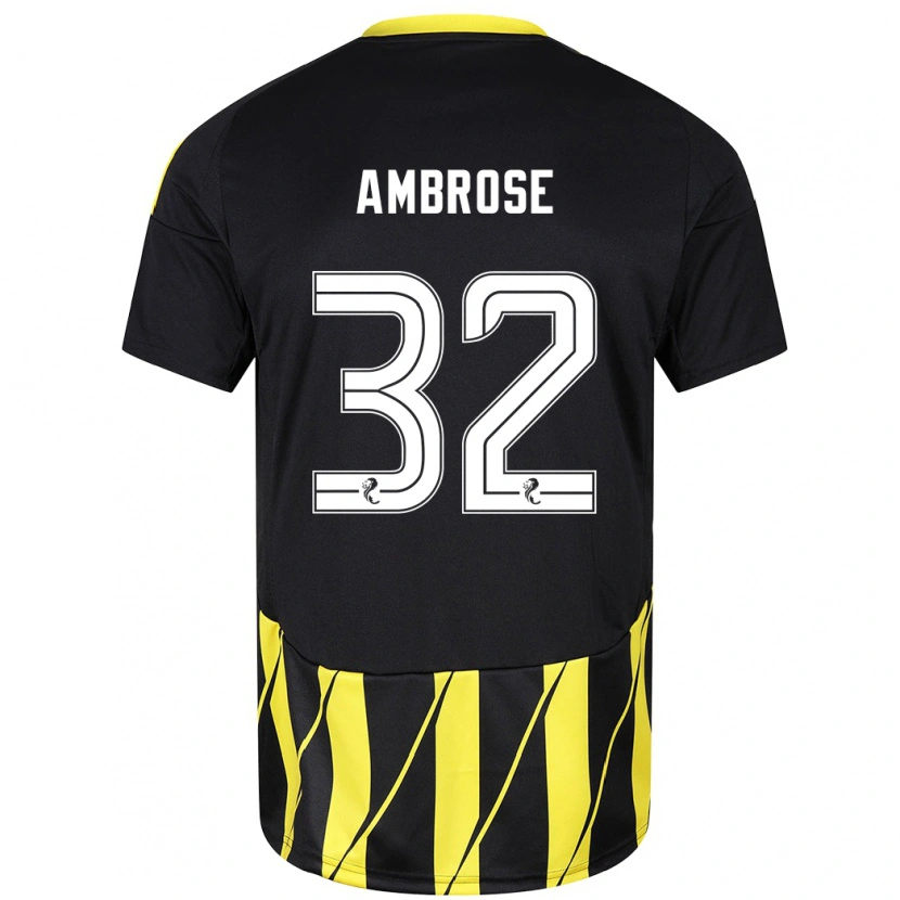 Danxen Męski Peter Ambrose #32 Czarny Żółty Wyjazdowa Koszulka 2024/25 Koszulki Klubowe
