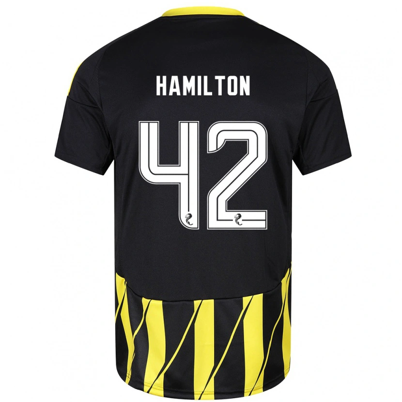 Danxen Męski Brendan Hamilton #42 Czarny Żółty Wyjazdowa Koszulka 2024/25 Koszulki Klubowe